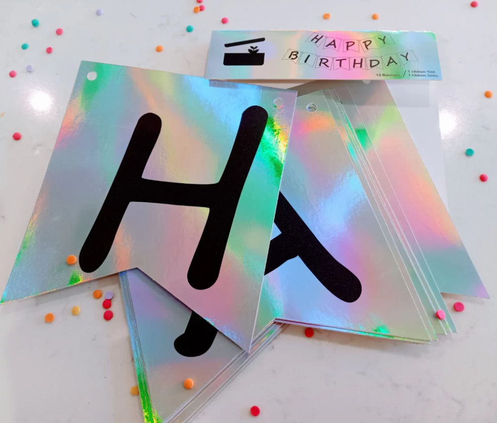 Happy Birthday Banner - Holo Silver